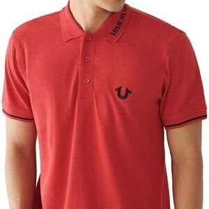 True Religion Braded Logo Collar Red Polo Shirt Size L/G